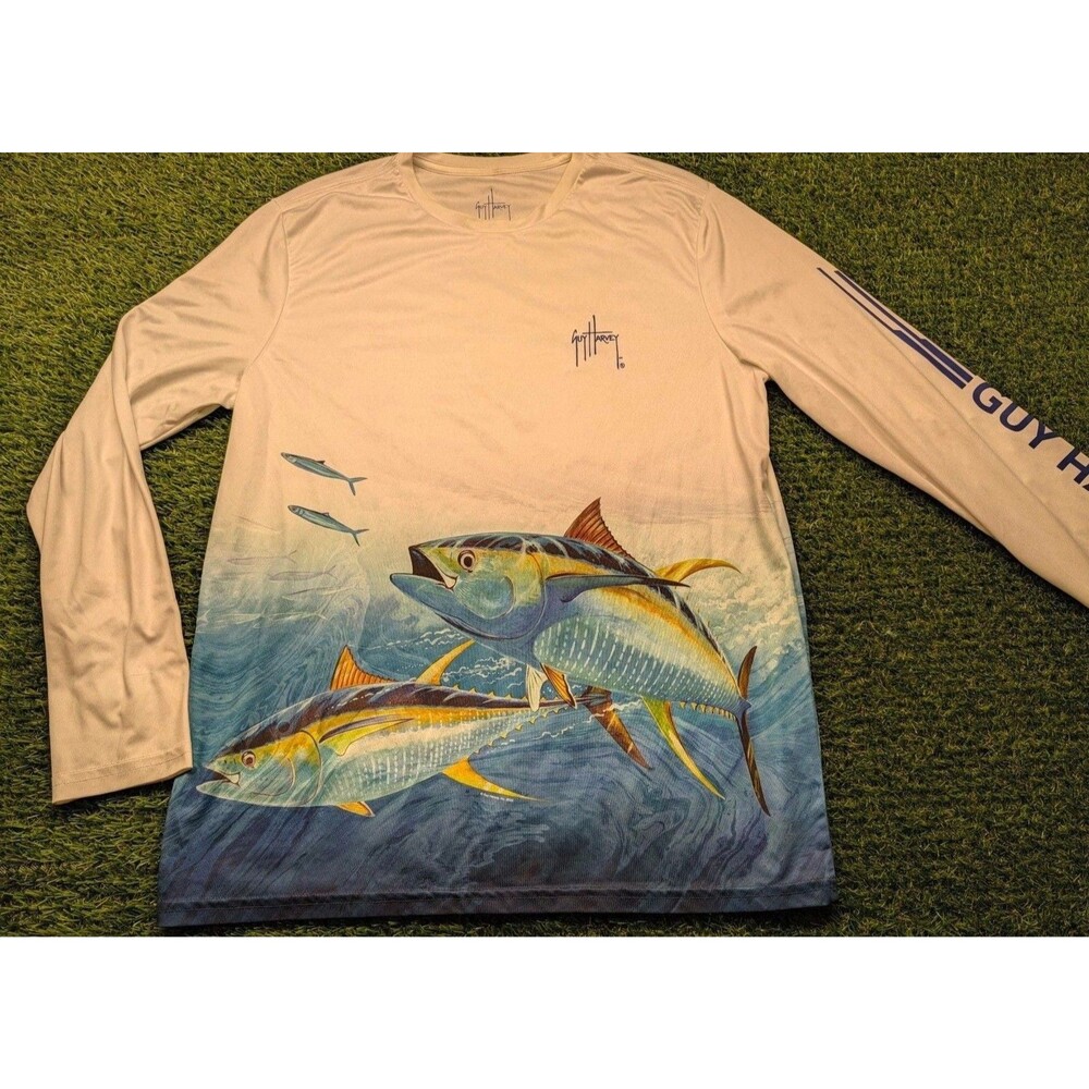 Guy Harvey Performance Long Sleeve Shirt Size M Yellowfin Tuna